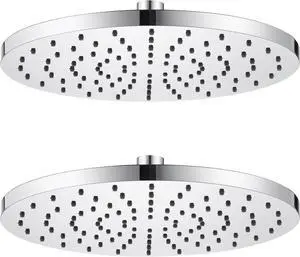 Waterfall Showerhead 10-Inch Bathroom Overhead Rainfall Shower Head with Adjustable Angle High Pressure 2.5 GPM, 2 Pack Chrome SH001CH-D10-P2