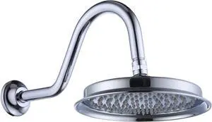 Rain Shower Head,9" Vintage Shower Heads with Extension Curved Shower Arm, Traditional Round Rainfall Showerhead Replacement for Shower System (Chrome)