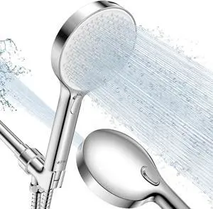LEIVI High Pressure Shower Head, 4-mode Handheld Showerheads with 70 Inch Stainless Steel Hose, Built-in Power Wash to Clean Tub, Tile & Pets, Anti-clog Nozzles, Adjustable Bracket, Chrome