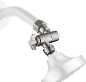 Shower Head Elbow Adapter, Brushed Nickel 360° Adjustable Shower Head Adapter, Wall Mounted Shower Arm Connector, Shower Arm Extention for Fixed and Rain Shower Head, SE002BN