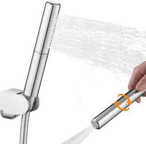 BESy Chrome Brass 2 In 1 Function Handheld Shower Head Set High Pressure 7 Inch Shower Head High Flow Hand Shower Wand with 59 Inch Hose, Bracket, Chrome Finish