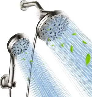 Watersong Shower Heads with Handheld Spray Combo 6-Setting Showerhead with Handheld and 5-Setting Rainfall Spray High Pressure Sprayer with 70 Stainless Long Hose Brushed Nickel