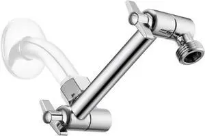 5 Inch Adjustable Shower Head Extension Arm With Locking Set Screw, Singing Rain Brass Chrome Angle Height Adjustable, Easy To Install, G1/2 Universal Connector Compatible (Chrome Finish)