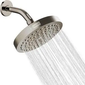 Shower Head - High Pressure Rain, 6-Inch Round, Luxury Nickel Finish, Universal Shower Head Replacement, Premium Quality Anti-Clogging Nozzles, Tool-Free Minute Installation (Brushed NIckel)