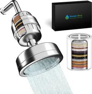 5.0 Filtered Shower Head  15-Stage Water Softener with Vitamin C & E for Healthy Skin & Hair  High Pressure, Hard Water Purifier  Cartridge Included