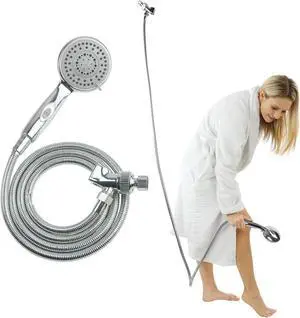 Hand Held Shower Head with Long Hose - Detachable 2 in 1 Universal High Pressure Handheld Adapter - Chrome Finish with Large Waterfall Rainfall (?Chrome)