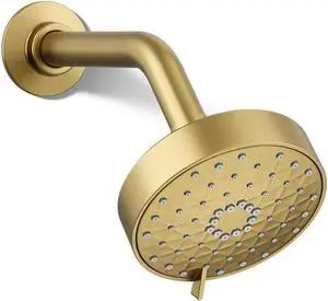 KOHLER 72419-G-2MB Awaken G110 Three-Function Showerhead, Wall-Mount, 3 Spray Settings, 1.75 GPM, Vibrant Brushed Moderne Brass