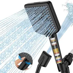 Filtered Shower Head with Handheld, High Pressure 6 Spray Mode Showerhead with Filters, Water Softener Filters for Hard Water - Remove Chlorine
