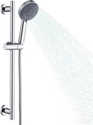 KES Handheld Shower Head with Adjustable Shower Slide Bar 5 Function Extra Long Hose Polished Finish, F204-PS+KP501B-CH