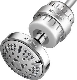 HOPOPRO 9 Modes Shower Head and 18 Stages Shower Filter Combo, High Pressure Filtered Showerhead High Output Shower Head Combo Purifying Water for Water Healthy Life