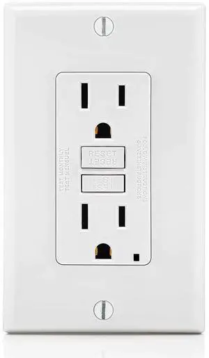 Leviton GFCI Outlet, 15 Amp, Self Test, Non Tamper-Resistant with LED Indicator Light, Protection from Electric Shock and Electrocution, GFNT1-W, White