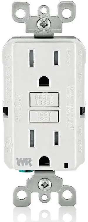 Leviton GFCI Weather-Resistant Outlet, 15 Amp, Self Test, Tamper-Resistant with LED Indicator Light, Outdoor Locations, GFWT1-W, White