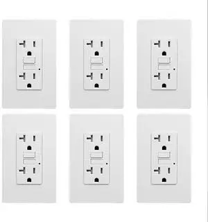 20 Amp GFCI Outlet, TR Tamper-Resisitant GFI Electrical Outlet with Thinner Design, Self-Test Ground Fault Circuit Interrupter with Screwless Wall Plate, UL Listed, Matte White, 6 Pack