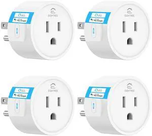 EIGHTREE Smart Plug, Smart Plugs That Work with Alexa and Google Home, Compatible with SmartThings, Smart Outlet with WiFi Remote Control and Timer Function, 2.4GHz Wi-Fi Only, 4 Packs