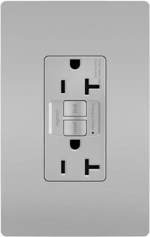 Legrand Radiant 2097GRYCCD12 20 Amp GFCI Self Test Decorator Duplex Outlet, Gray with Screwless Wall Plate (1 Count)