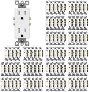 (100 Pack) CML 15 Amp Decor Wall Receptacle Outlet, Child-Safe Tamper Resistant (TR), 15A/125V, Standard Decorator Electrical Outlet, UL Listed, White