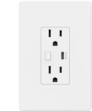BN-LINK Smart Electrical Outlet with 2 Controlled Plugs and Type-C Charging, in-Wall Smart Wi-Fi Outlet with Voice and APP Remote Control, Compatible with Alexa and Google Assistant, 2.4GHz Wi-Fi Only