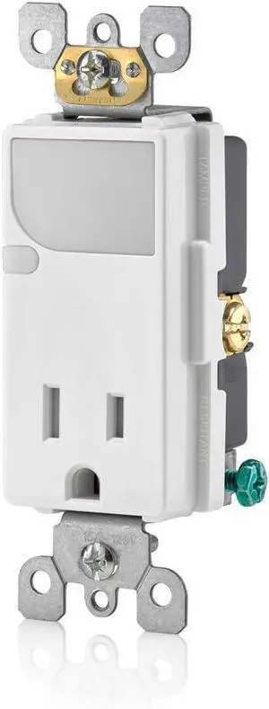 Leviton 15-Amp 125V AC Combination Decora Tamper Resistant Receptacle with LED Guide Light, T6525-W, White