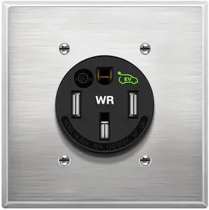 LIDER Extra Heavy Duty Weather-Resistant Flush Receptacle, Electric Vehicle Charging, EV Charger, 3-Pole, 4-Wire, NEMA 14-50R, 50AMP, 125/250VAC, UL Listed, Black