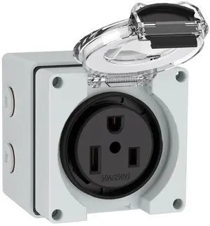 50Amp Power Outlet Box,250Volt NEMA 6-50R Receptacle Outdoor dustproof and Weatherproof for Electric Vehicles, generators, Welding Machines, etc.ETL Listed