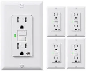 DEWENWILS 5 Pack 15 Amp GFCI Outlet, Self-Test GFI Receptacles with LED Indicator, Tamper Resistant & Weather Resistant, Wallplate and Screws Included, UL Listed, White