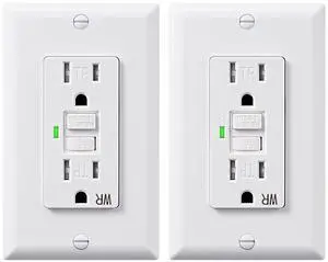 DEWENWILS 2 Pack 15 Amp GFCI Outlet, Self-Test GFI Receptacles with LED Indicator, Tamper Resistant & Weather Resistant, Wallplate and Screws Included, UL Listed, White
