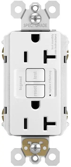 Legrand radiant 2097TRWCCD12 20 Amp GFCI Self Test Tamper Resistant Decorator Duplex Outlet, White (1 Count)