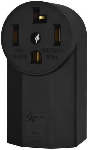 Micmi NEMA 14-30R Receptacle 3-Pole 4-Wire Surface Mount Range Power Receptacle, Industrial Grade 30A 125/250V UL Listed, Black (NEMA 14-30R)