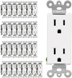 CML 15 Amp Decorator Wall Receptacle, 30 Pack Standard Electrical Outlet, Non-Tamper Resistant, 15A/125V, 2 Pole 3 Wire, Residential and Commercial Use, UL Listed, White