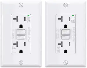 AIDA GFCI Outlets 20 Amp, Self-Test Electrical Outlet, GFI Tamper & Weather Resistant Receptacle with LED Indicator, Ground Fault Circuit Interrupters, Wall Plate Included, UL Listed, White (2 Pack)