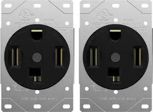 ENERLITES 30 Amp Dryer Receptacle Outlet, NEMA 14-30R | Residential Commercial Industrial Grade, Outdoor/Indoor, 3-Pole, 4 Wire, (10,8,6,4) AWG, | 125/250V, 66300-BK, 2 Pack- Black