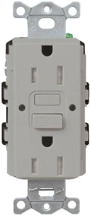 Lutron 15 Amp Tamper-Resistant GFCI Duplex Receptacle in Gray