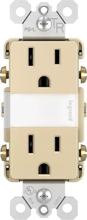 Legrand radiant NTL885TRICC6 15 Amp Adjustable LED Night Light Outlet, Tamper Resistant Decorator Receptacle, Optional Louver, Ivory (1 Count)