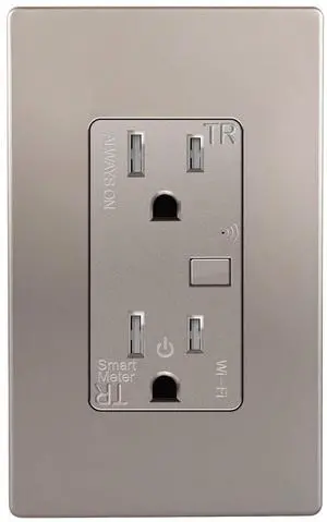 TOPGREENER Smart Wi-Fi Outlet with Energy Monitoring, Tamper-Resistant, Control Lighting and Appliances from Anywhere, in-Wall, No Hub Required, Compatible with Alexa and Google Assistant, Nickel