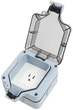 Outdoor Power Outlet, Waterproof Weatherproof IP66 US Electrical Outlet Box, 15A 110-250V Outdoor Plug Socket, Lockable Socket with Clear Cover for Garden Outdoor Indoor (Single Plug Socket)