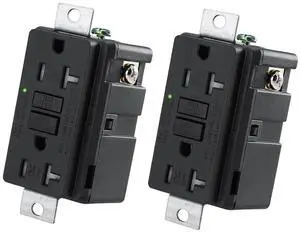 Generator GFCI Outlet,AC125V 20Amp 60Hz,Meet UL2018,Self-Test Industrial Grade for Industrial Generators and Other Machines,Black (2Pack)