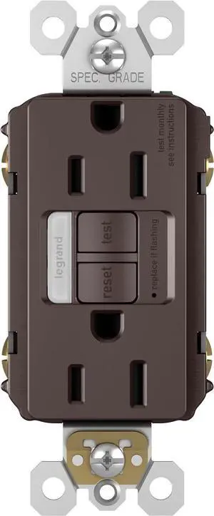 Legrand radiant 1597NTLTRDBCC4 15 Amp Night Light GFCI Self Test Tamper-Resistant Decorator Duplex Outlet with Cool Touch LED, Dark Bronze (1 Count)