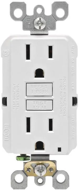Leviton Self-Test SmartlockPro Slim GFCI Non-Tamper-Resistant Receptacle with LED Indicator, 15-Amp, 3-Pack, GFNT1-3W, White