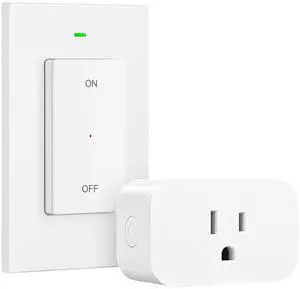 DEWENWILS Remote Control Outlet Wireless Wall Mounted Light Switch, Electrical Plug in On Off Power Switch for Lamp, No Wiring,100 Feet RF Range, FCC Listed, Programmable