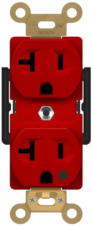ENERLITES Hospital Grade Outlet, Industrial Grade Duplex Receptacle, Heavy-Duty Straight Blade Devices, 20A 125VAC, 5-20R, 62020-R, Red
