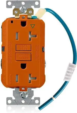 Leviton 20 Amp, 20A-125V Extra-Heavy Duty Industrial Grade Isolated Ground Duplex Tamper-Resistant Self-Test GFCI Receptacle, GFTR2-IGO, Orange