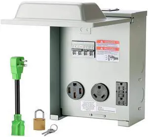 ETL Listed RV Temporary Power Outlet Panel with Breaker, with 20, 30, 50 Amp RV Receptacle, RV Electrical Outlet Breaker Panel for RV, Camper, Travel Trailer