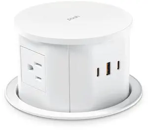 Pop Up Outlet  4 AC Outlets,3 USB Ports,20W Fast Charging,4.75" Hole Cut Out,Space Saving Hidden Countertop Design for Home & Office,6ft Cord