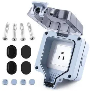 Zhushan Outdoor Waterproof Wall Power Socket - Single 15Amp Socket with 1 Gang Switched Cover, IP66 Weatherproof Socket Box for Outdoor Use