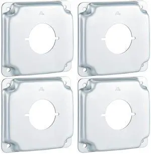 4 Pcs Metal Receptacle Electrical Box Cover, Square Rectangle Exposed Outlet Junction Cover for 4 Inch Electrical Box(2.215 Inch Round)