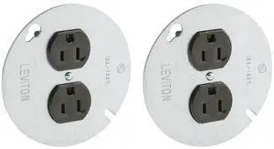 Leviton 5042 15 Amp, 125 Volt, Duplex Receptacle On 4-Inch Cover, Zinc Plated Steel (Pack of 2)