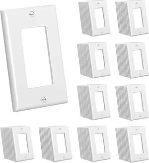 CML Decorator Wall Plates, 100 Pack Electrical Outlet Receptacle Covers, 1-Gang Switch Plates, Standard Size 2.76 x 4.5, Impact Resistant, UL Listed, White, Gloss Finish, Contractor Pack