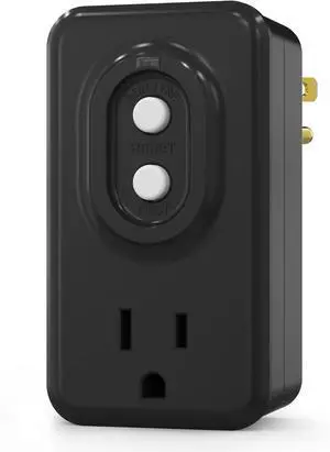 AIDA GFCI Adapter, 15 AMP Single Outlet Grounded 3-Prong GFCI Adapter, for Indoor Use with Auto Reset, UL Listed, Black, 1 Pack