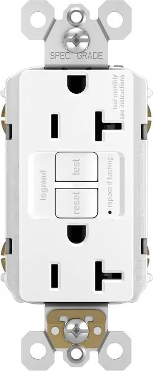 Legrand Radiant 2097WCCD12 20 Amp GFCI Self Test Decorator Duplex Outlet, White (1 Count)