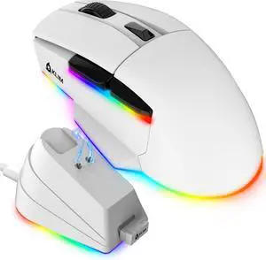 KLIM Blaze X RGB + New + Rechargeable Wireless Gaming Mouse with Charging Dock + Long-Lasting Battery + Up to 12000 DPI + Wired & Wireless Mouse PC, PS5, PS4, Mac + White KLIM Blaze X RGB + New + Rechargeable Wireless Gaming Mouse with Charging Dock + Long-Lasting Battery + Up to 12000 DPI + Wired & Wireless Mouse PC, PS5, PS4, Mac + White